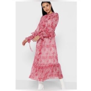 Ted Baker  chiffon ruffle midi/maxi dress  SZ 8/10 US TED SZ 3